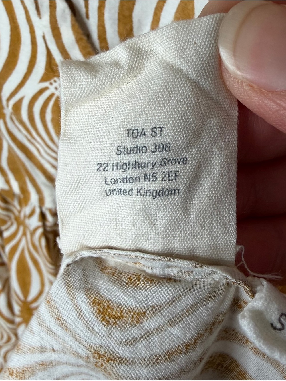 Toast UK Cross Front Yellow Seed Pod Block Print Midi Dress Size Small Cotton - Picture 11 of 11
